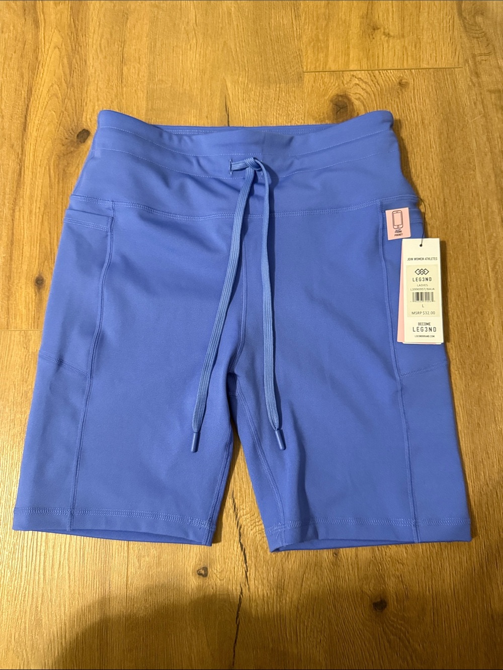 Leg3nd Women’s High-Rise Athletic Bike Shorts - Periwinkle Blue